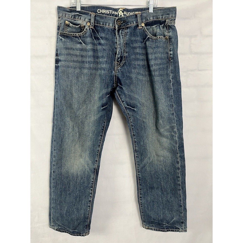Ed Hardy Christian Audigier Jeans Mens 38x30 Relaxed Straight Flap Pocket Grudge